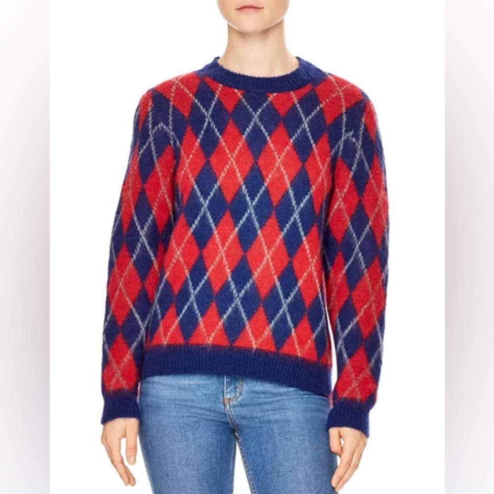 Sandro Jona Argyle Mohair-Blend Sweater Size 1 - Picture 1 of 10